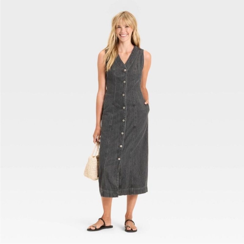 Universal Thread Sleeveless Button-Front Midi Dre… - image 3